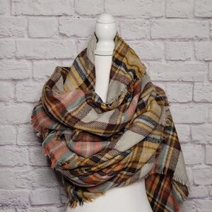 FALL Colored Soft Tartan WRAP SCARF 100%Acrylic